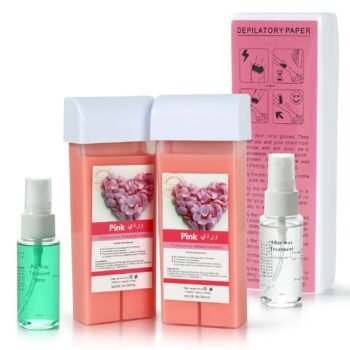Beth Lee Roll On Waxing Kit, 2 Packs Rose Wax and 100 Wax Strips Refills For Legs, Arms and Underarm